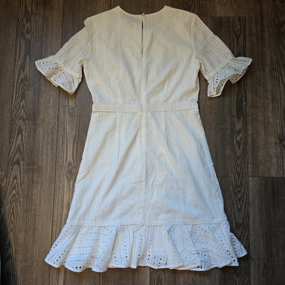 BANANA REPUBLIC Dress 8 Eyelet Ivory Cream Cottagecore Romantic Bridal LWD Boho - Picture 3 of 8
